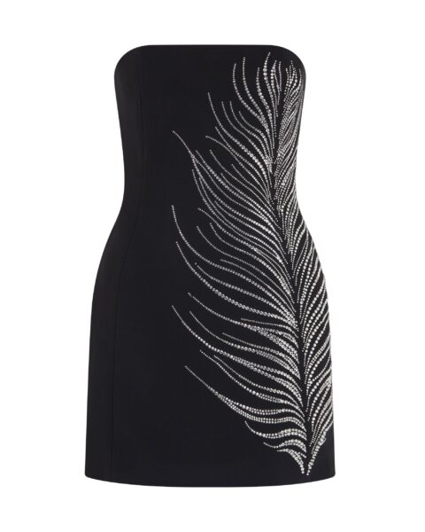 David Koma Crystal Feather Bustier Mini Dress