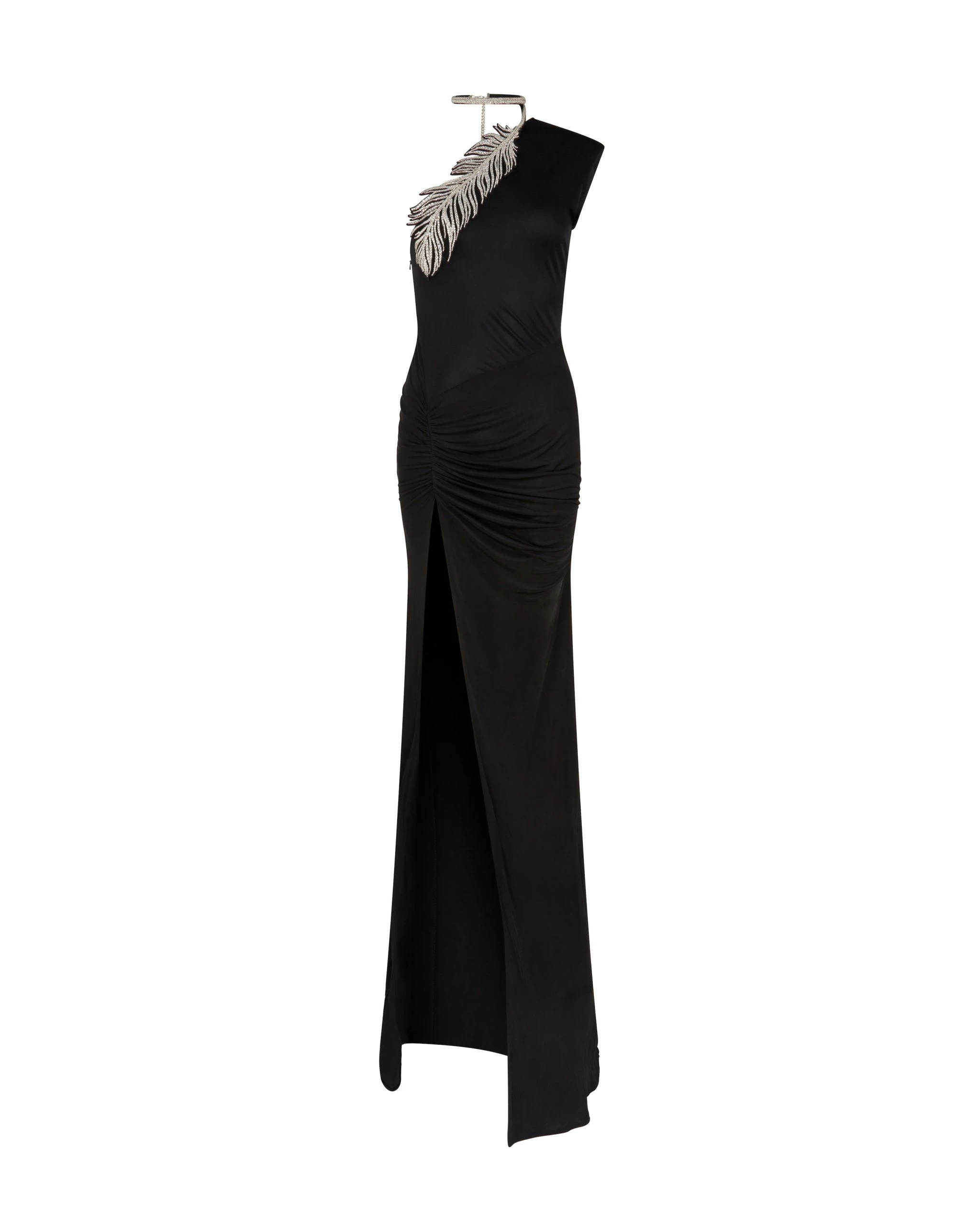 David Koma Crystal Feather One Shoulder Gown David Koma Crystal Feather One Shoulder Gown