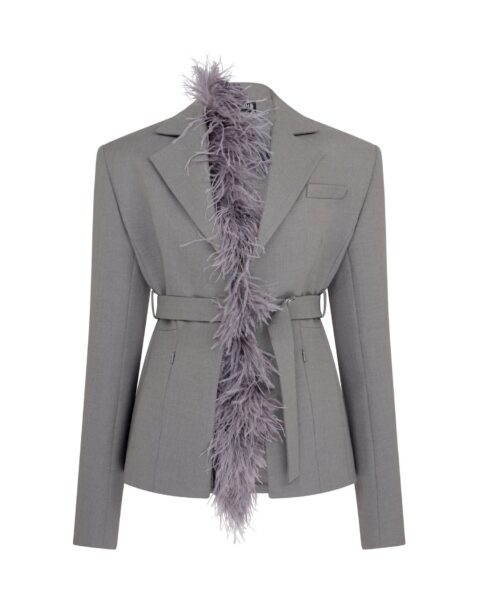 David Koma Feather Trim Tailored Jacket