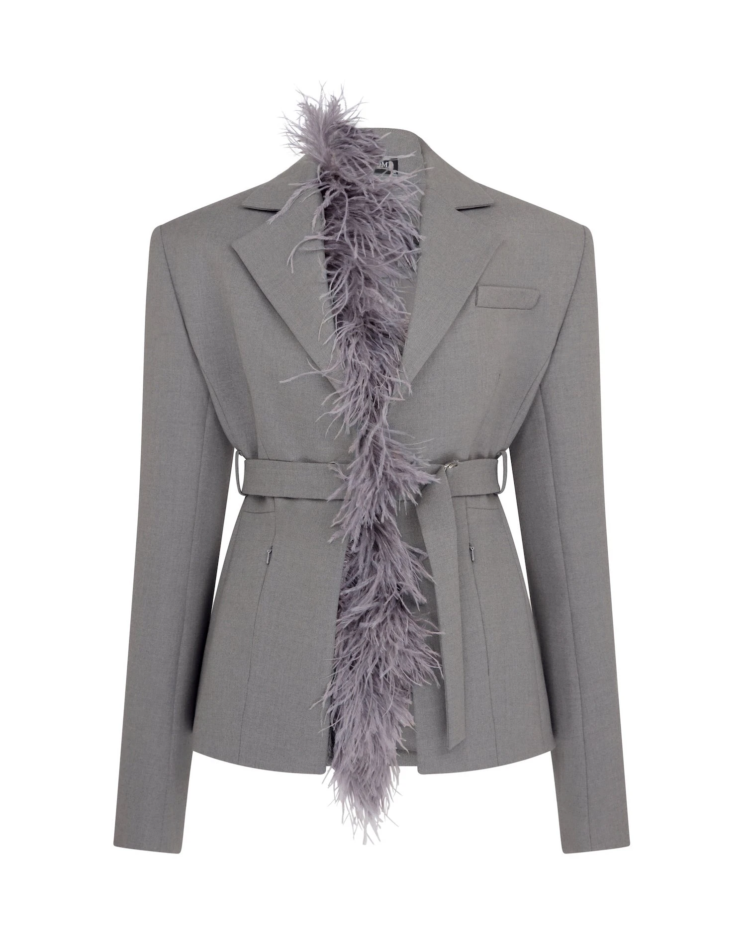 David Koma Feather Trim Tailored Jacket David Koma Feather Trim Tailored Jacket