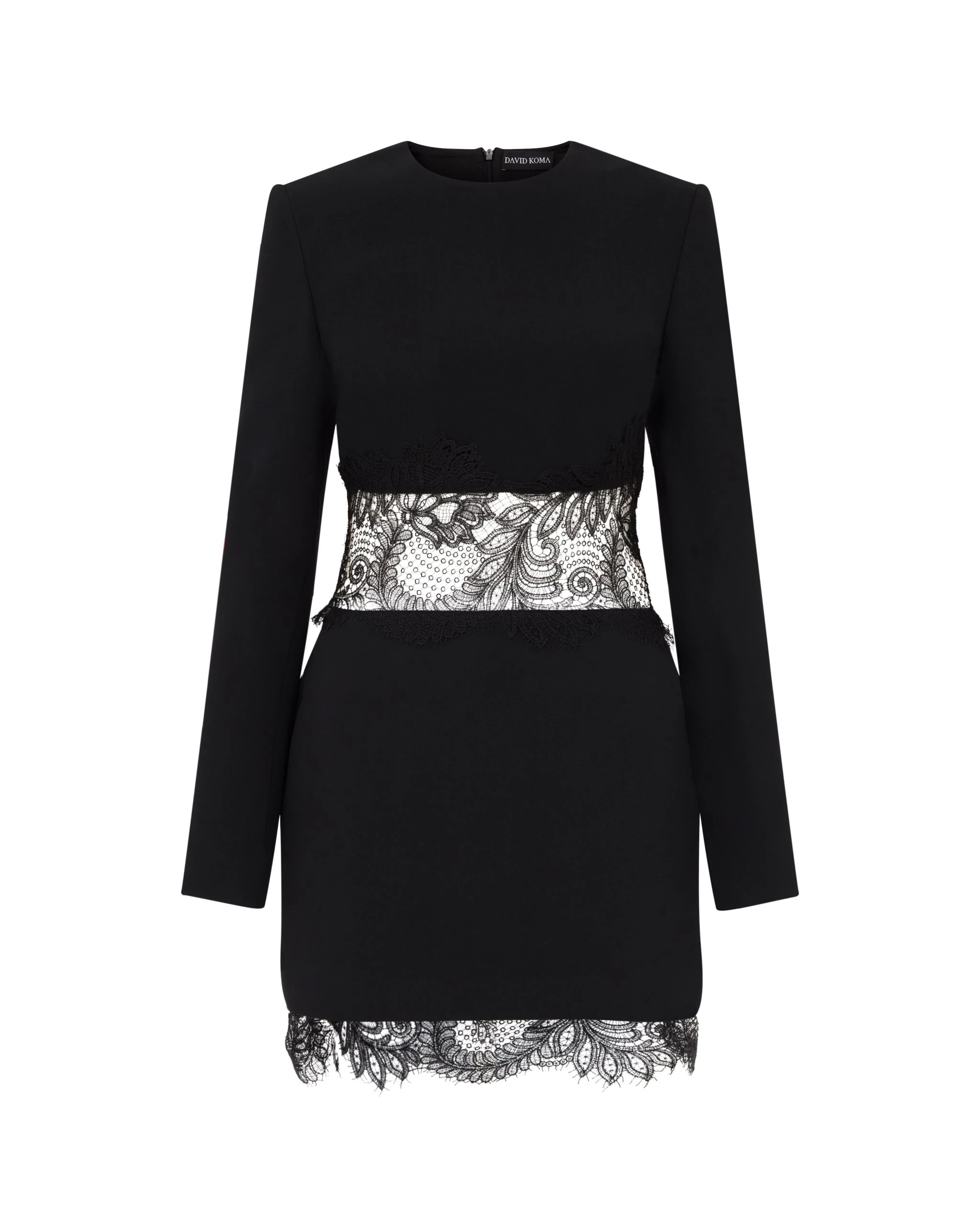 David Koma Lace Insert And Hem Mini Dress David Koma Lace Insert And Hem Mini Dress