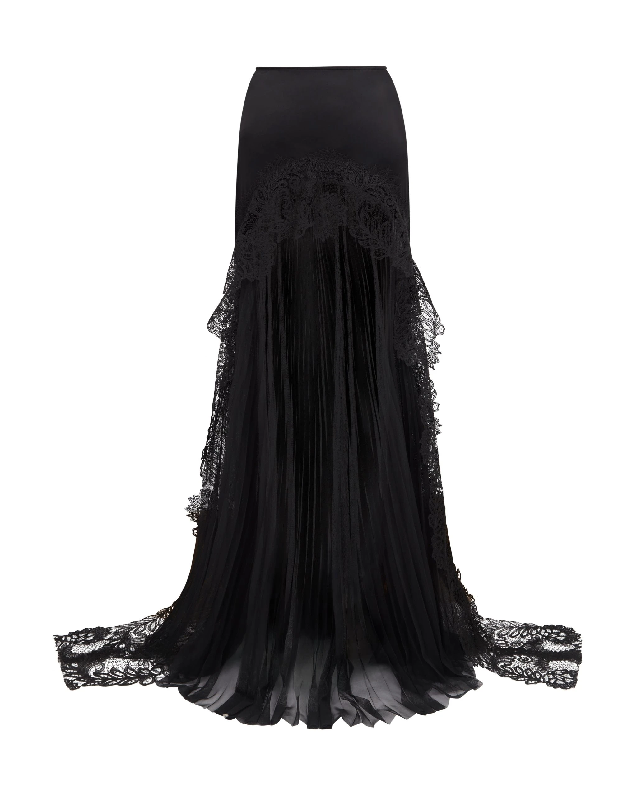 David Koma Pleated Tulle And Lace Maxi Skirt David Koma Pleated Tulle And Lace Maxi Skirt