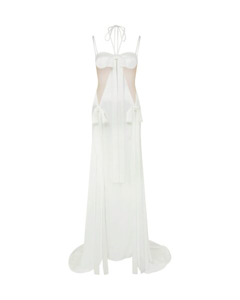 David Koma Satin Bow And Cutout Gown