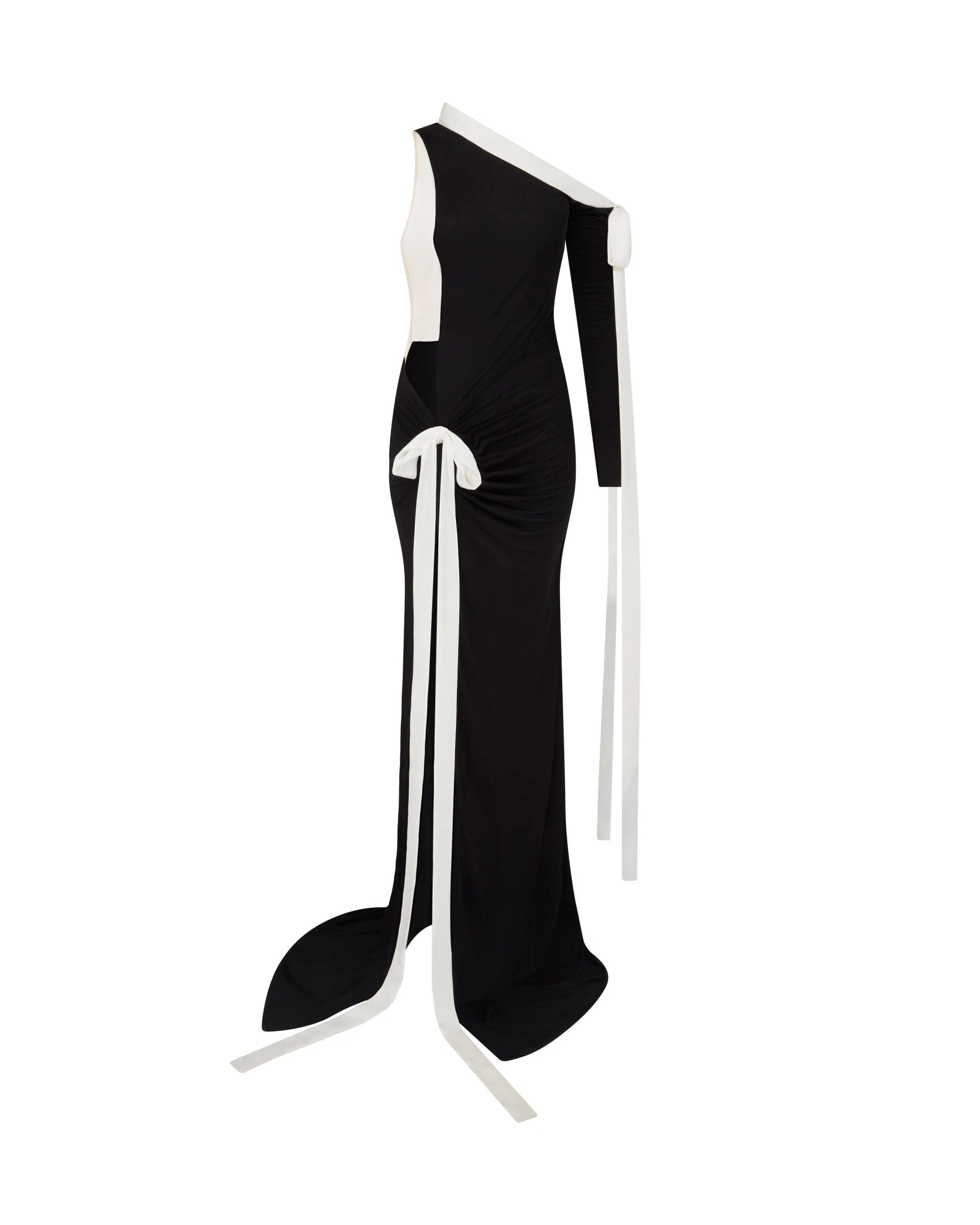 David Koma Satin Bow And One Sleeve Gown David Koma Satin Bow And One Sleeve Gown