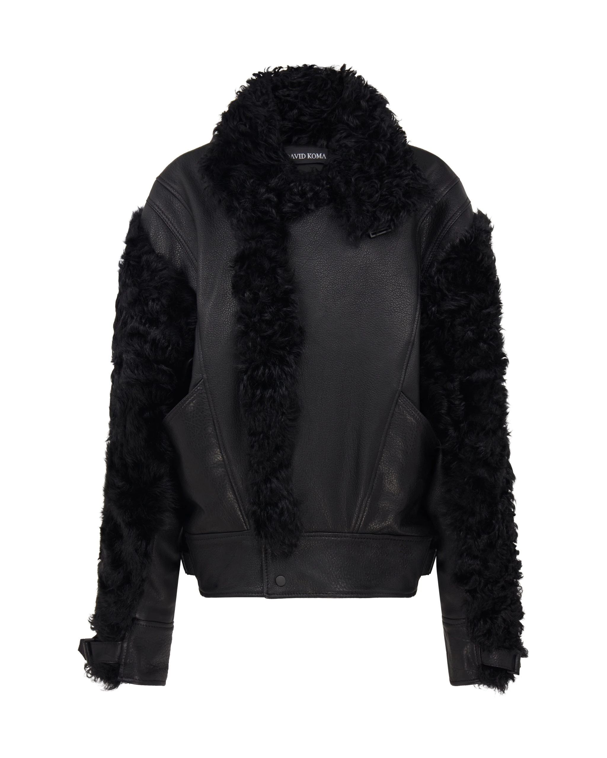 David Koma Shearling Panel Detail Leather Jacket David Koma Shearling Panel Detail Leather Jacket
