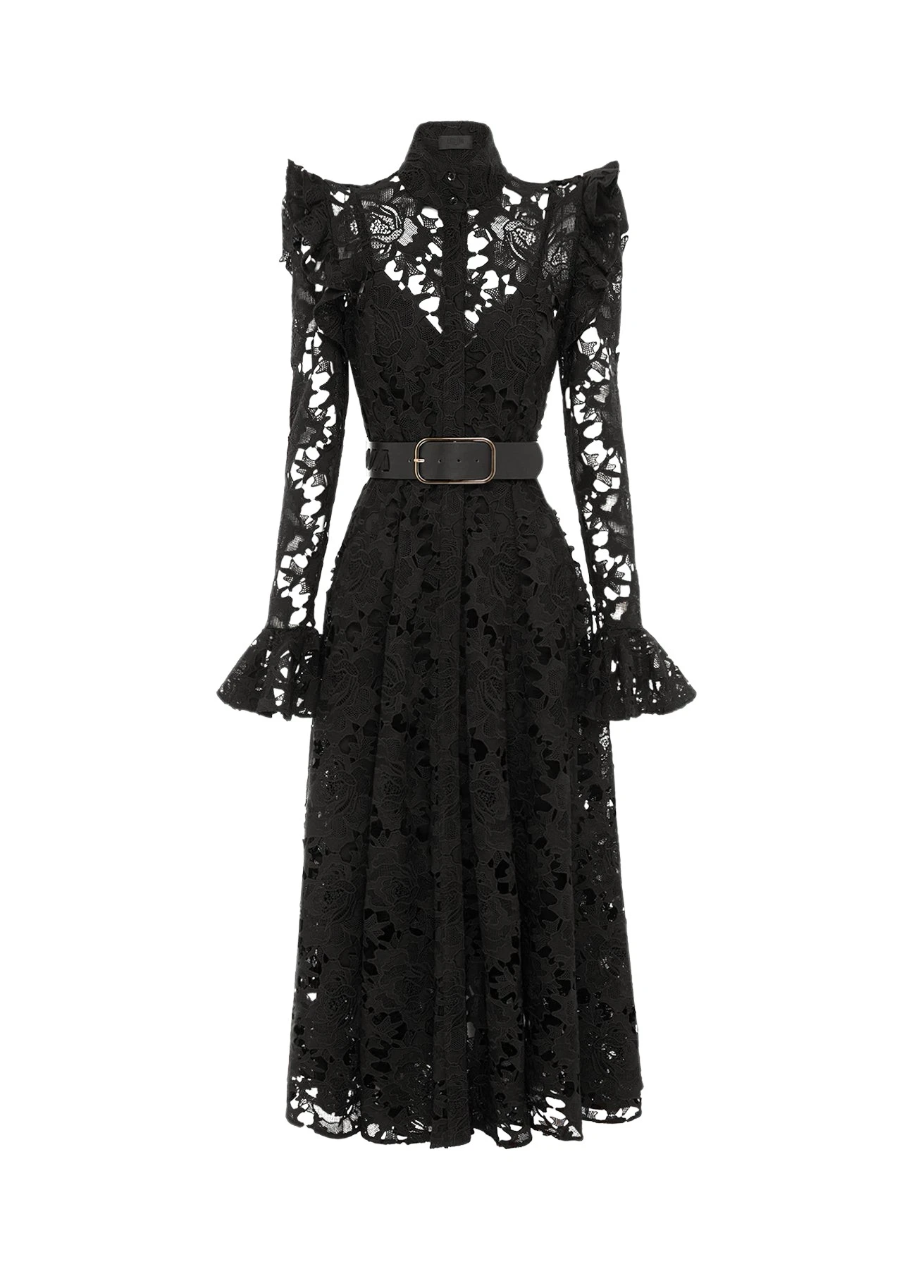 Leo-Lin-Aliyah-Lace-Butterfly-Sleeve-Midi-Dress-Ebony-733878_nobg Aliyah Lace Butterfly Sleeve Midi Dress - Ebony - Image 1