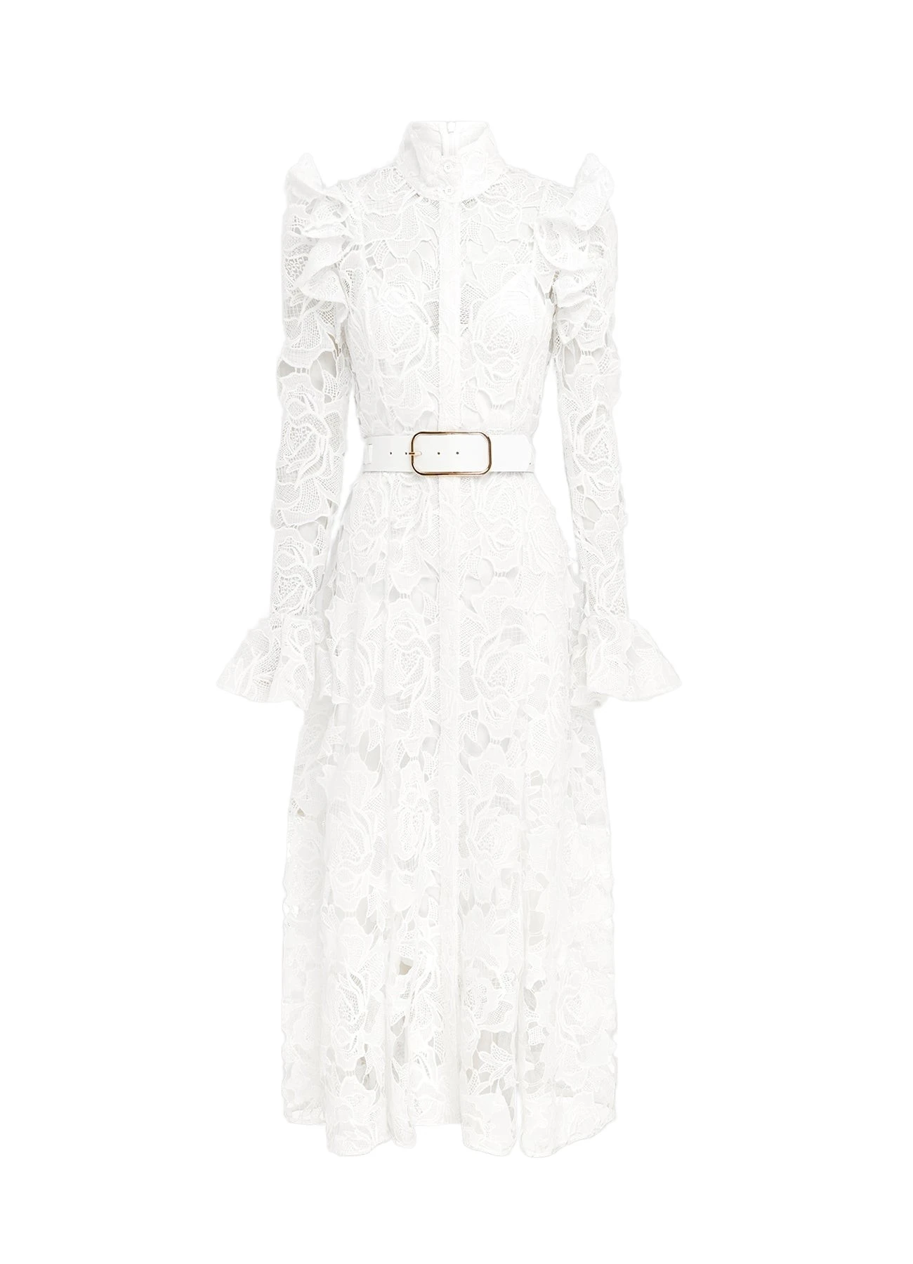 Leo-Lin-Aliyah-Lace-Butterfly-Sleeve-Midi-Dress-Snow-717355_nobg Aliyah Lace Butterfly Sleeve Midi Dress - Snow - Image 1