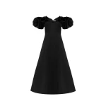 Annie Off Shoulder Frill Midi Dress - Ebony