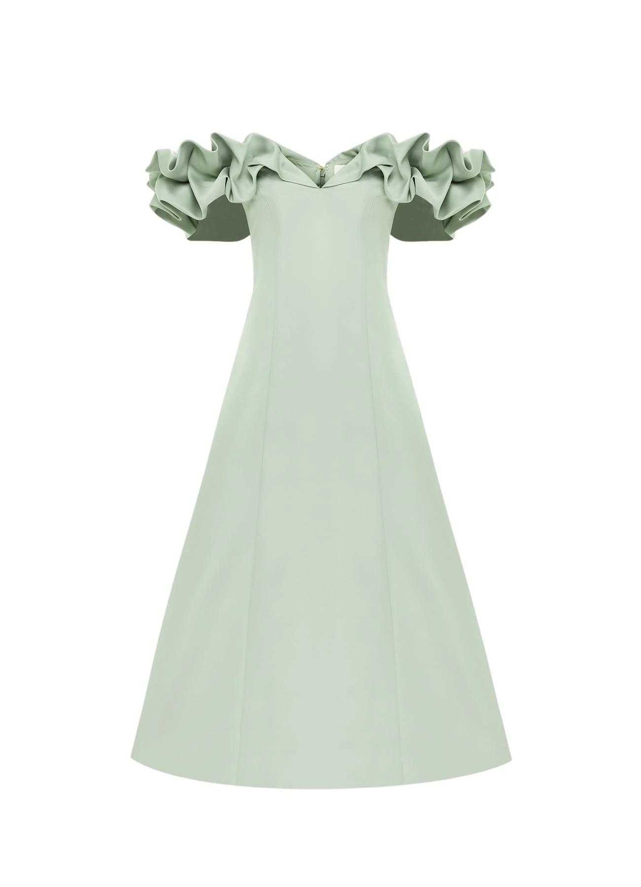 Leo-Lin-Annie-Off-Shoulder-Frill-Midi-Dress-Sage-631691_nobg Annie Off Shoulder Frill Midi Dress - Sage - Image 1
