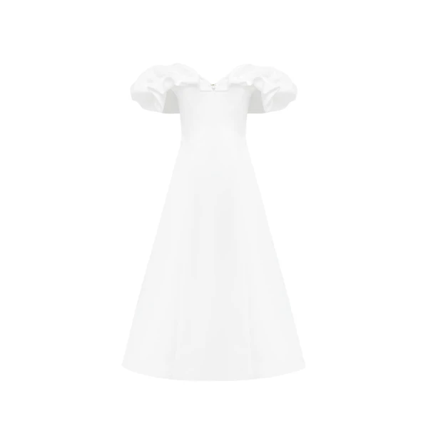 Annie Off Shoulder Frill Midi Dress - Snow
