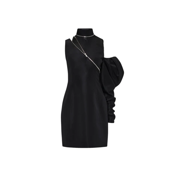 Beau One Shoulder Mini Dress - Ebony