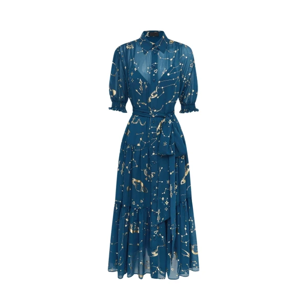 Ellie Bishop Sleeve Midi Dress - Celestial Print