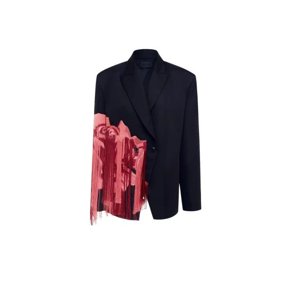 Jocelyn Embroidered Split Blazer - Rose Print