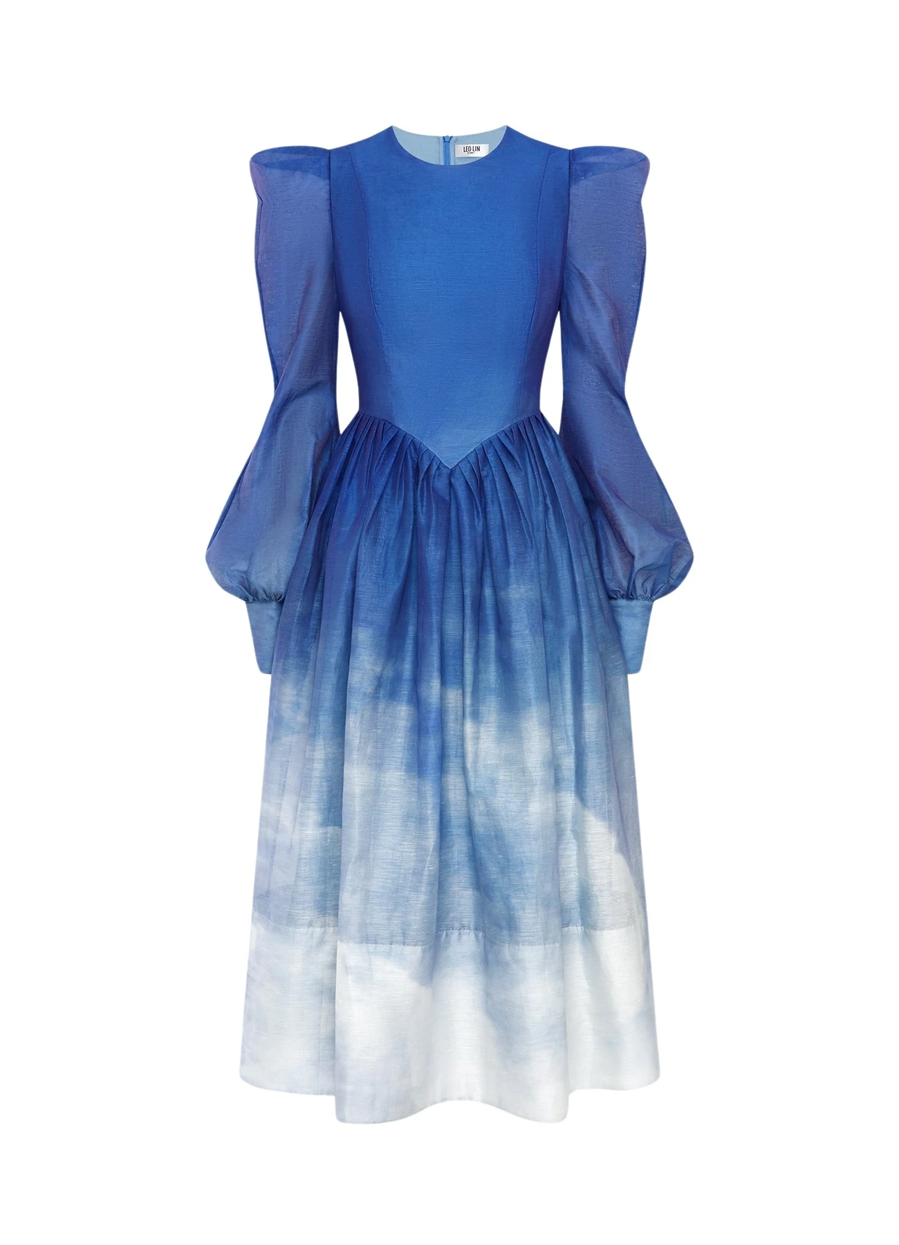 Leo-Lin-Jordana-Structured-Shoulder-Midi-Dress-Aerial-Print-770535_nobg Jordana Structured Shoulder Midi Dress - Aerial Print - Image 1