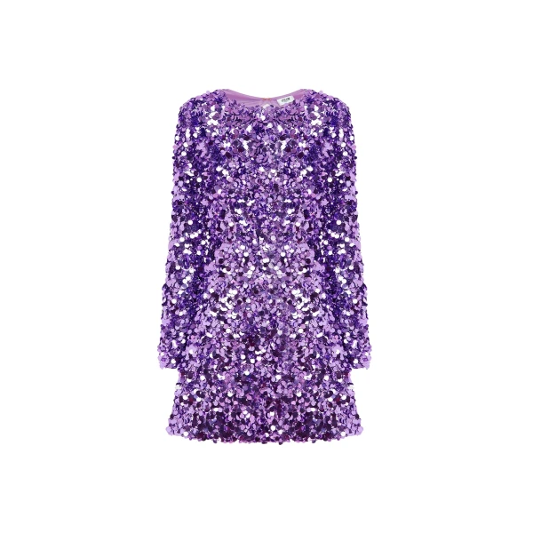 Kristen Sequin Open Back Mini Dress - Lavender