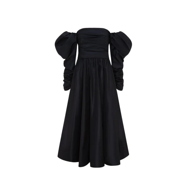 Madison Bustier Midi Dress - Ebony