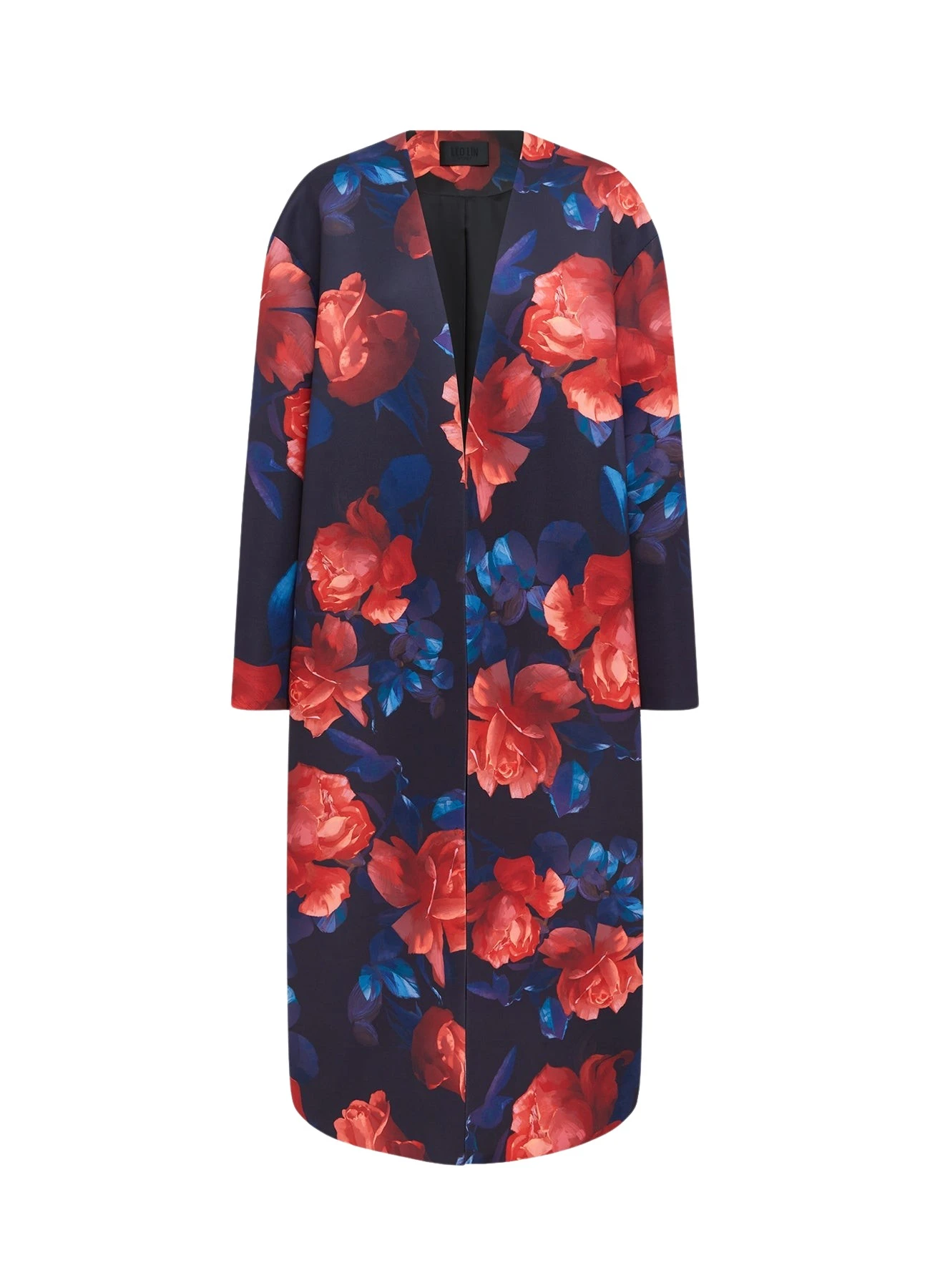 Leo-Lin-Zina-Cocoon-Coat-Rose-Print-630374_nobg Zina Cocoon Coat - Rose Print - Image 1