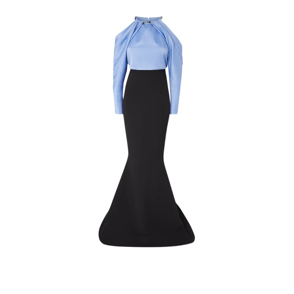 Aksha Carolina Blue & Black Long Dress