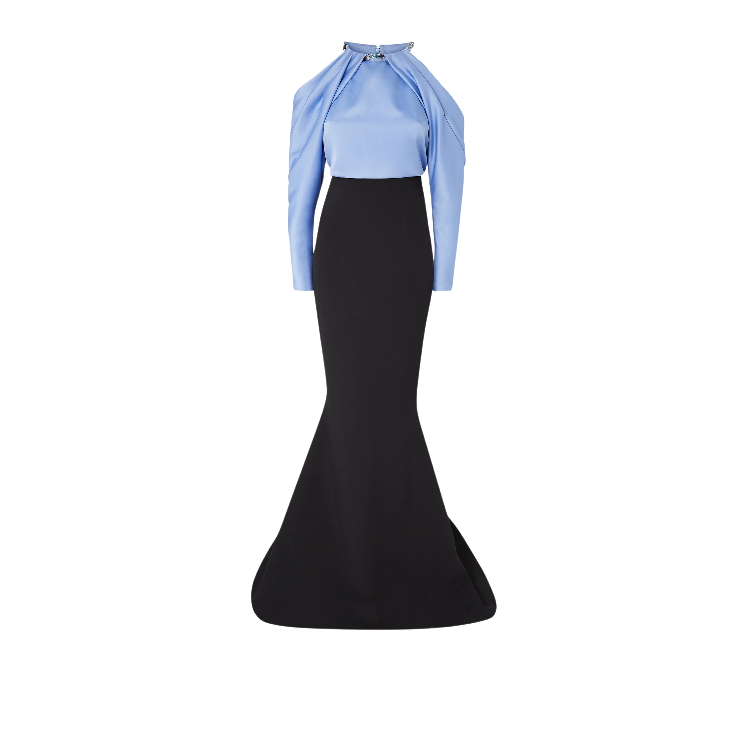 Safiyaa-Aksha-Carolina-Blue-Black-Long-Dress54535_nobg Aksha Carolina Blue & Black Long Dress - Image 1