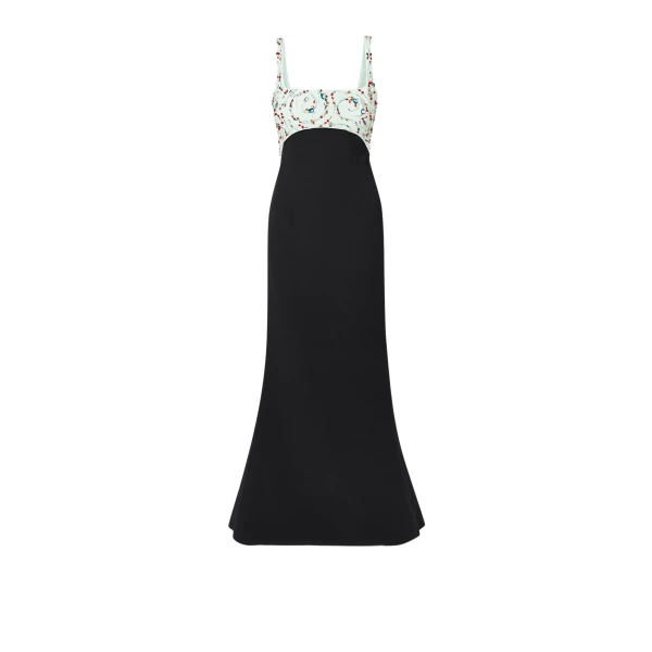Ezda Black & Spearmint Long Dress