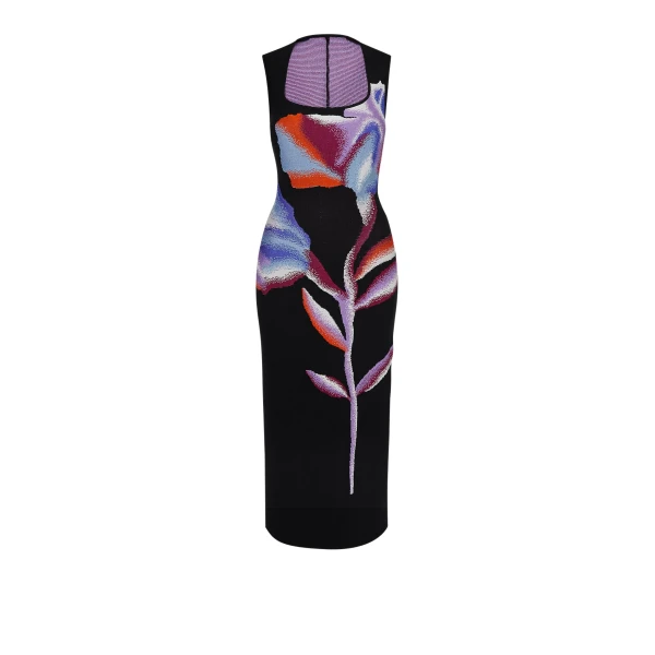 Nura Black Knit Midi Dress