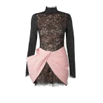 Sanna Black & Peony Blush Short Dress