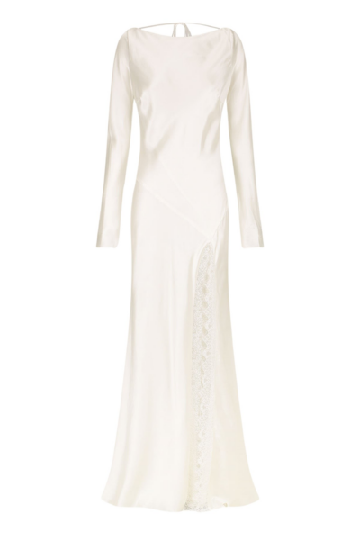 La Lune Cumulus Silk Backless Lace Split Maxi Dress - Ivory