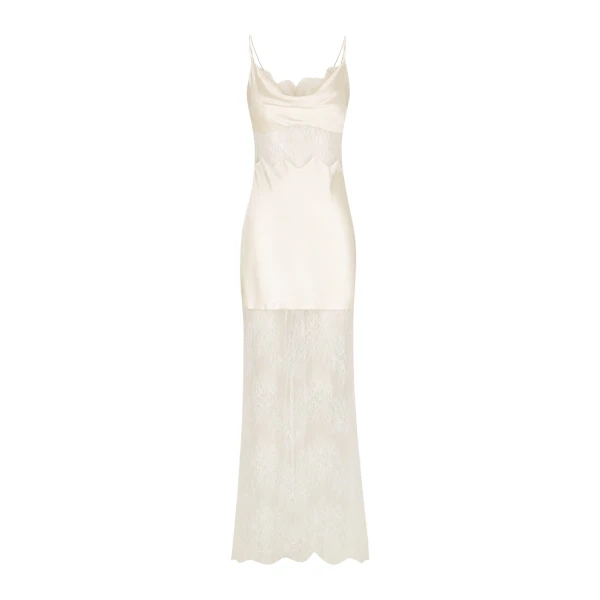 La Lune Cumulus Silk Lace Maxi Dress - Ivory