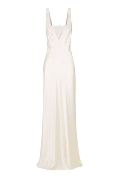 La Lune Cumulus Silk Plunged Lace Neck Maxi Dress - Ivory