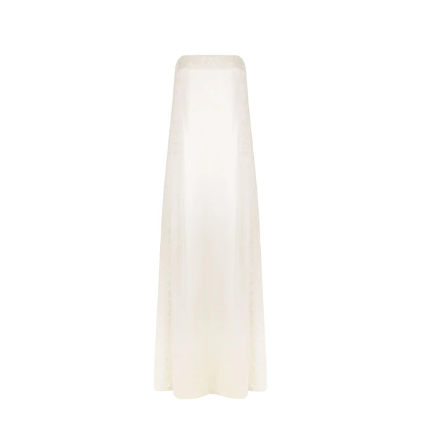 La Lune Cumulus Silk Strapless Lace Column Maxi Dress - Ivory
