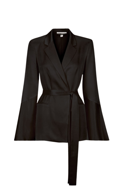 La Lune Flared Sleeve Belted Blazer - Black