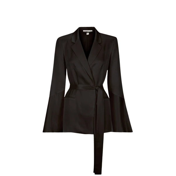 La Lune Flared Sleeve Belted Blazer - Black