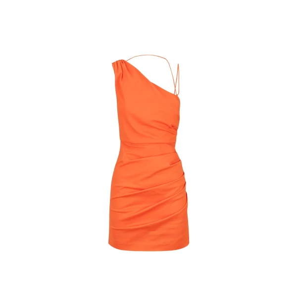 Lani Asymmetrical Gathered Mini Dress - Hibiscus