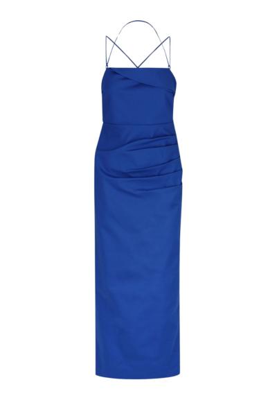Lani Draped Cross Back Midi Dress - Azure