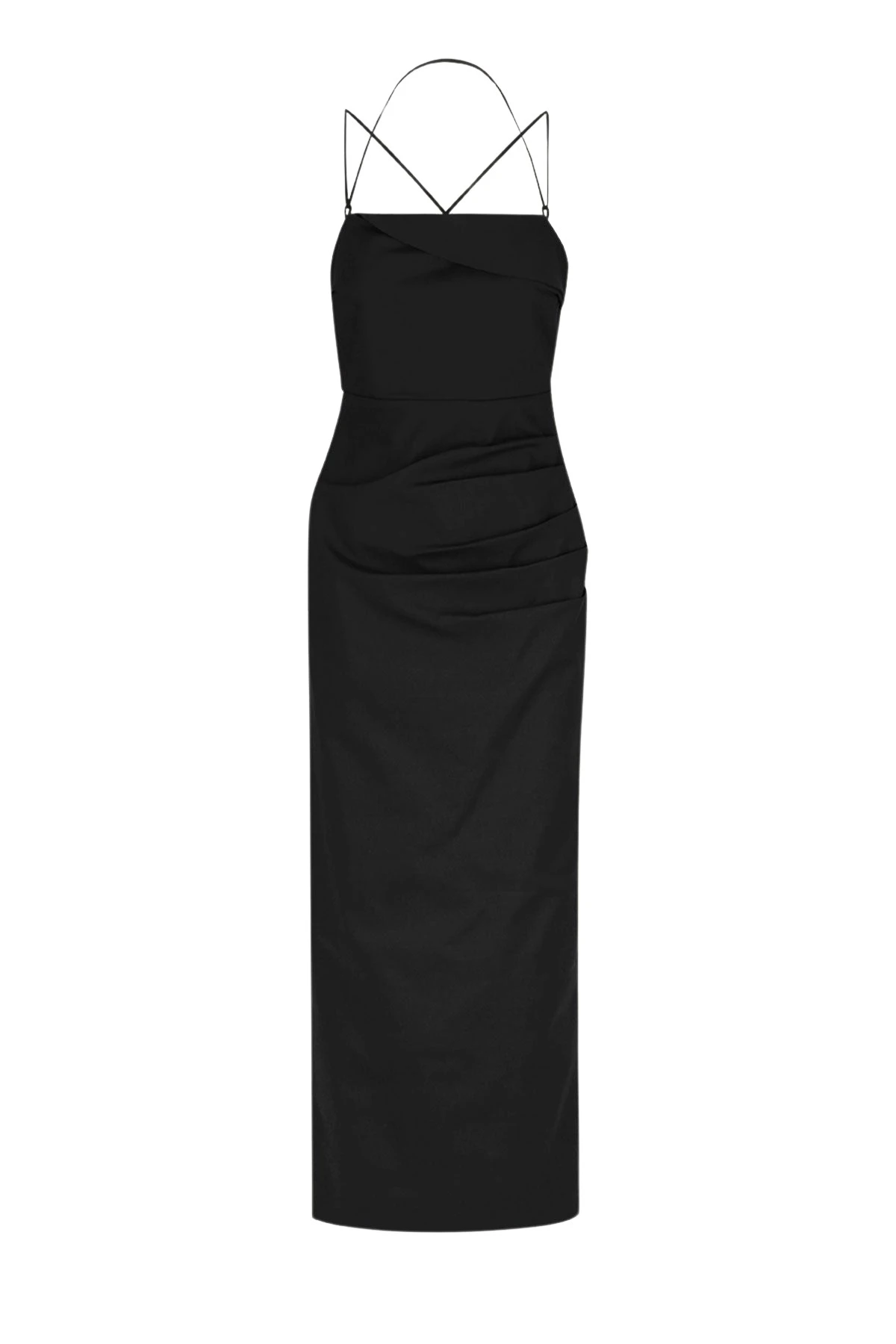 Shona-Joy-Lani-Draped-Cross-Back-Midi-Dress-Black-684531_nobg Lani Draped Cross Back Midi Dress - Black - Image 1