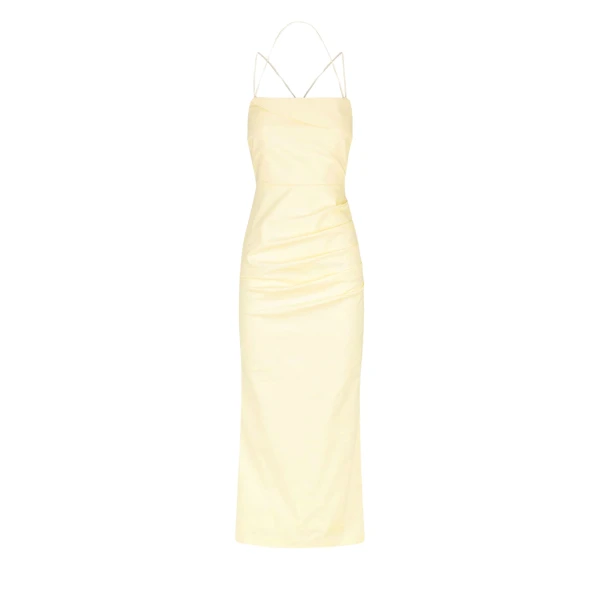 Lani Draped Cross Back Midi Dress - Vanilla