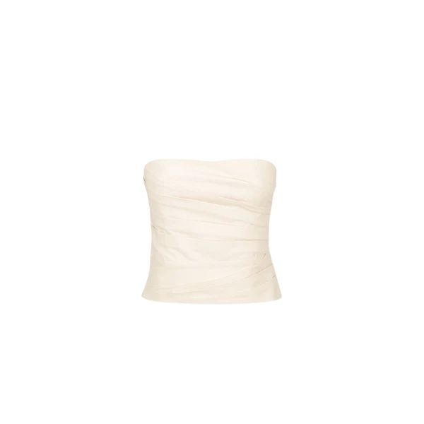 Lani Strapless Draped Bodice - Rice
