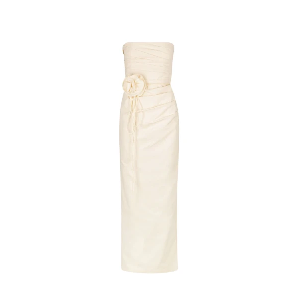 Lani Strapless Draped Maxi Dress - Rice