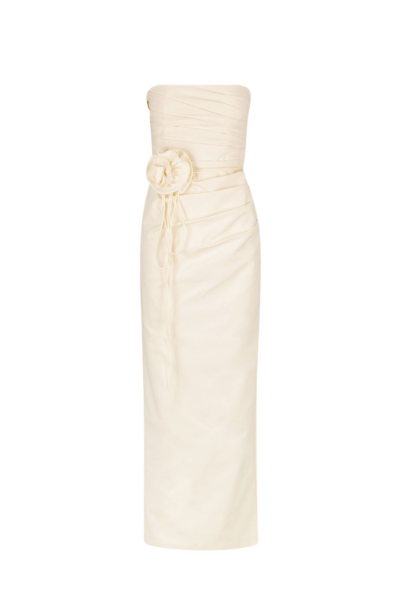 Lani Strapless Draped Maxi Dress - Rice