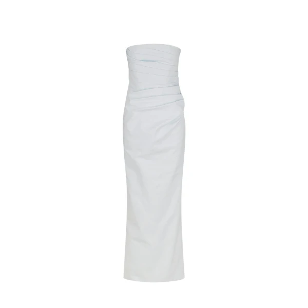 Lani Strapless Draped Maxi Dress - Sky