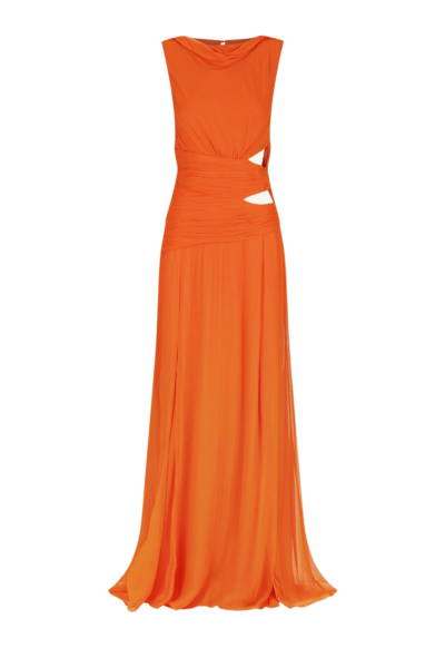 Layla Cut Out Side Split Maxi Dress - Flame Orange