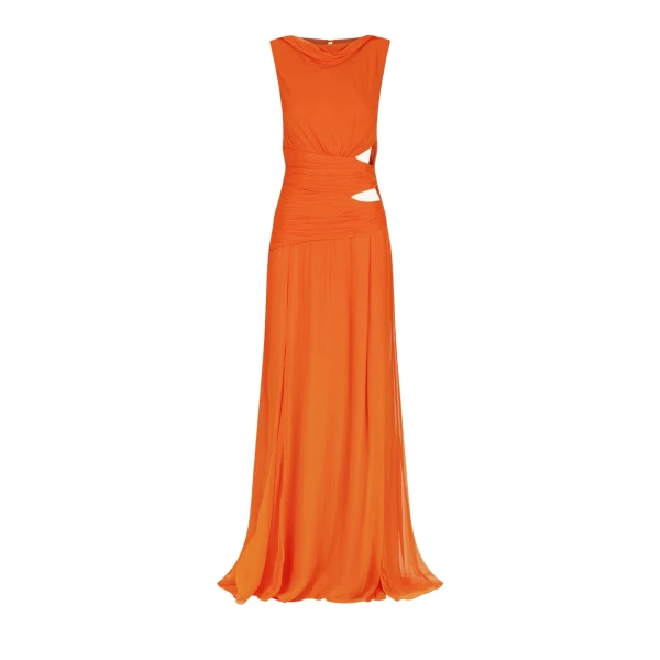 Layla Cut Out Side Split Maxi Dress - Flame Orange