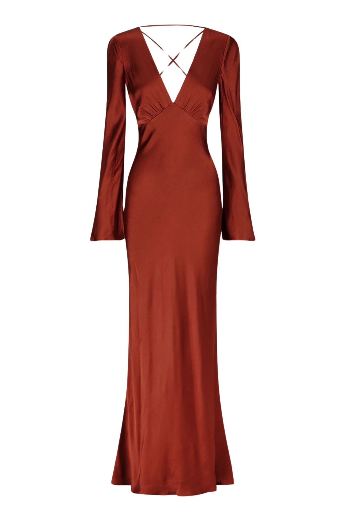 Shona-Joy-Lino-Open-Back-Tie-Maxi-Dress-Mahogany92708_nobg Lino Open Back Tie Maxi Dress - Mahogany - Image 1
