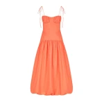Maiori Gathered Bubble Midi Dress - Coral