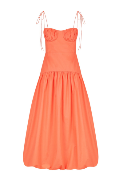 Maiori Gathered Bubble Midi Dress - Coral