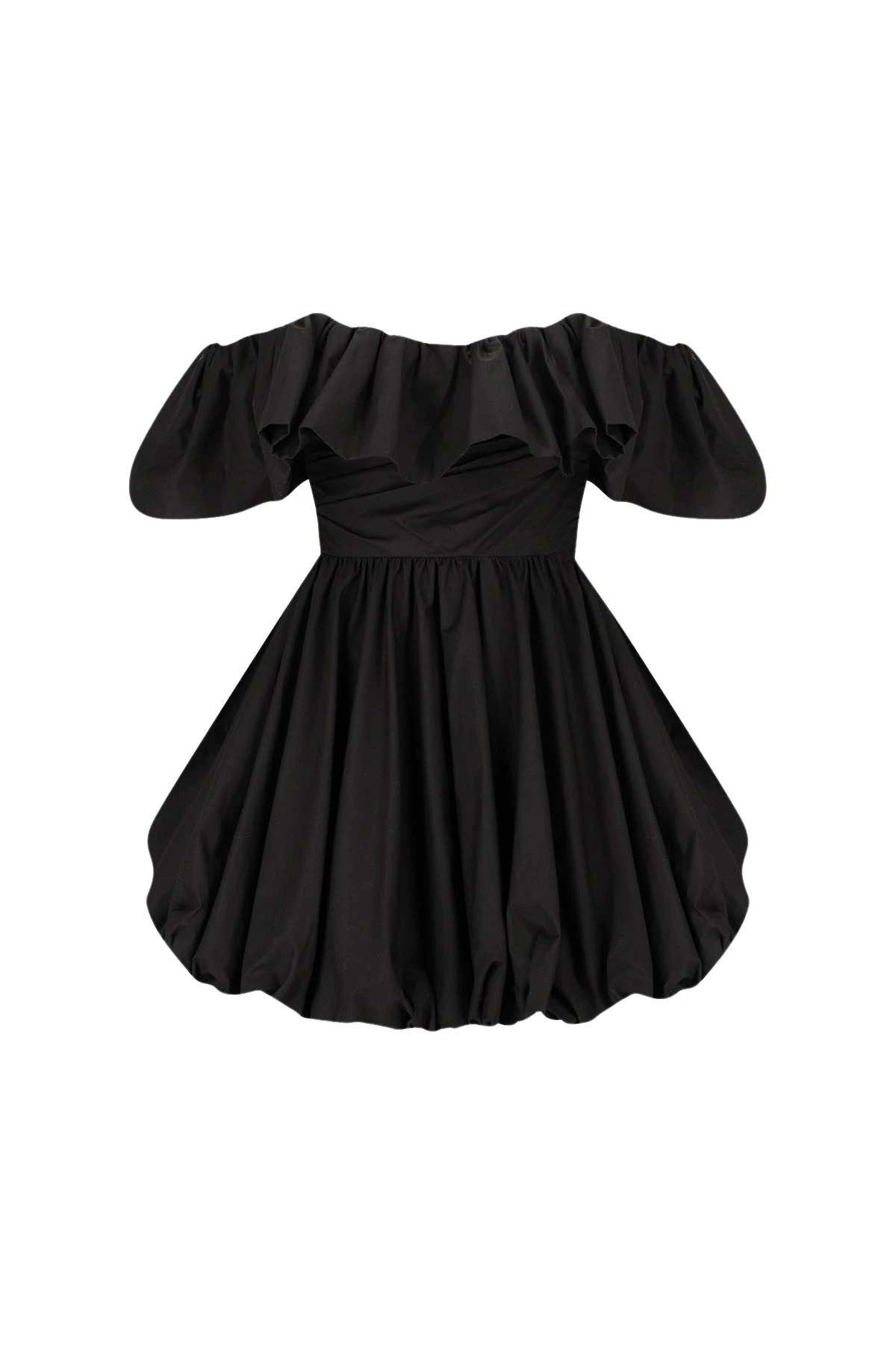 Shona-Joy-Maiori-Off-Shoulder-Draped-Bubble-Mini-Dress-Black-890689_nobg Maiori Off Shoulder Draped Bubble Mini Dress - Black - Image 1