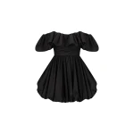 Maiori Off Shoulder Draped Bubble Mini Dress - Black