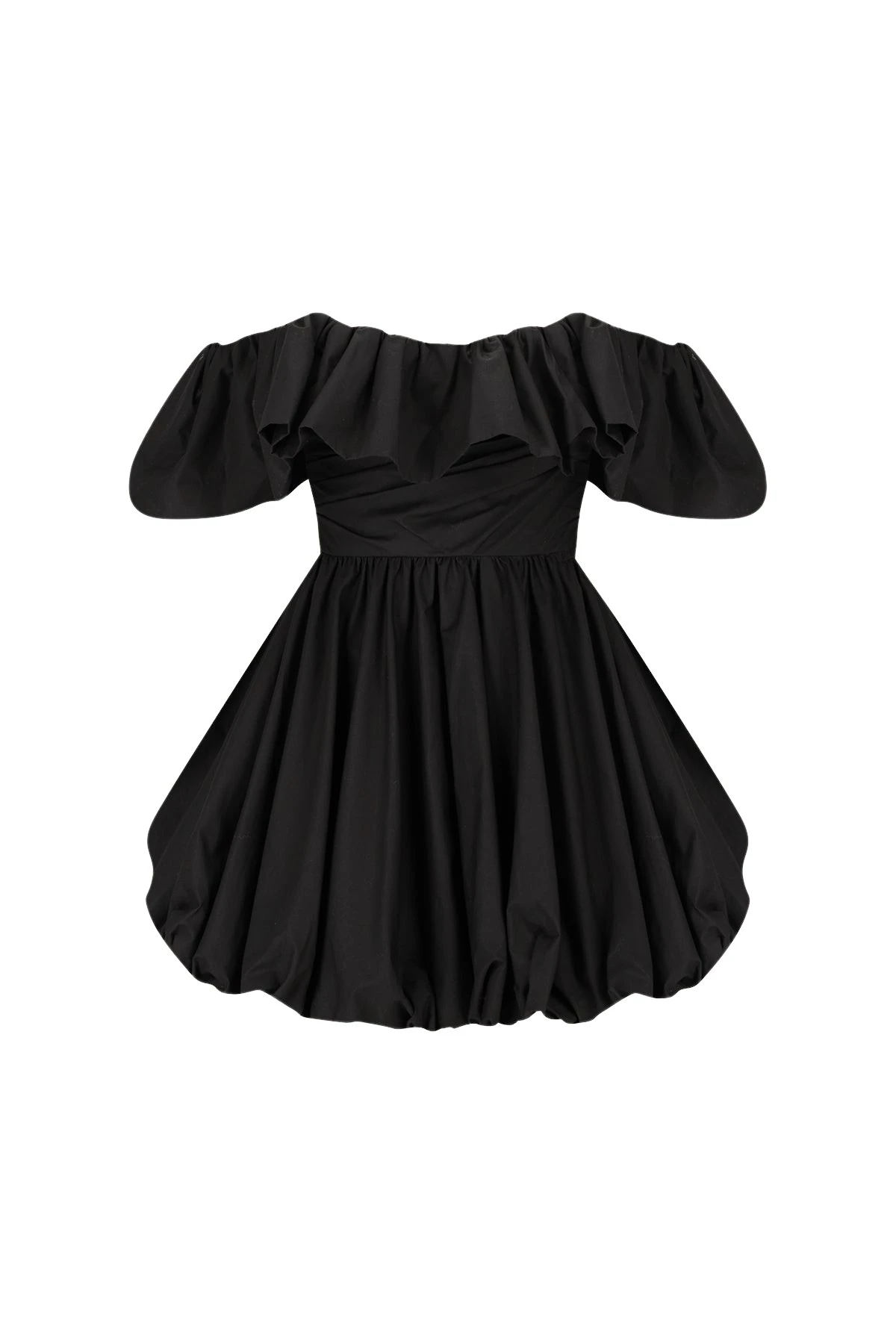 Shona-Joy-Maiori-Off-Shoulder-Draped-Bubble-Mini-Dress-Black43418_nobg Maiori Off Shoulder Draped Bubble Mini Dress - Black - Image 1