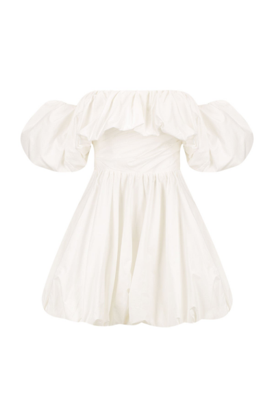 Maiori Off Shoulder Draped Bubble Mini Dress - Ivory
