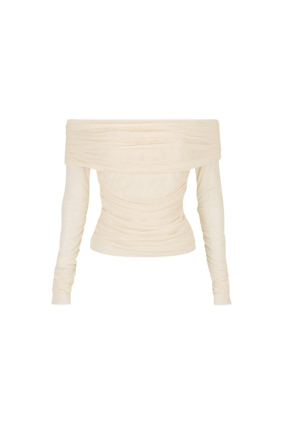 Mira Long Sleeve Off Shoulder Top - Ivory